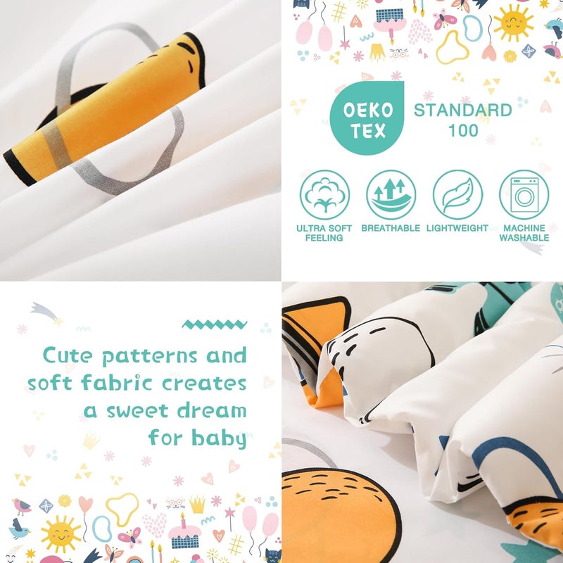 JSD Blue Astronaut Toddler Bedding Set, 4 Piece Space Theme Rocket Bed-in-a-Bag Toddler Comforter Sheet Set, Machine Washable - Image 2